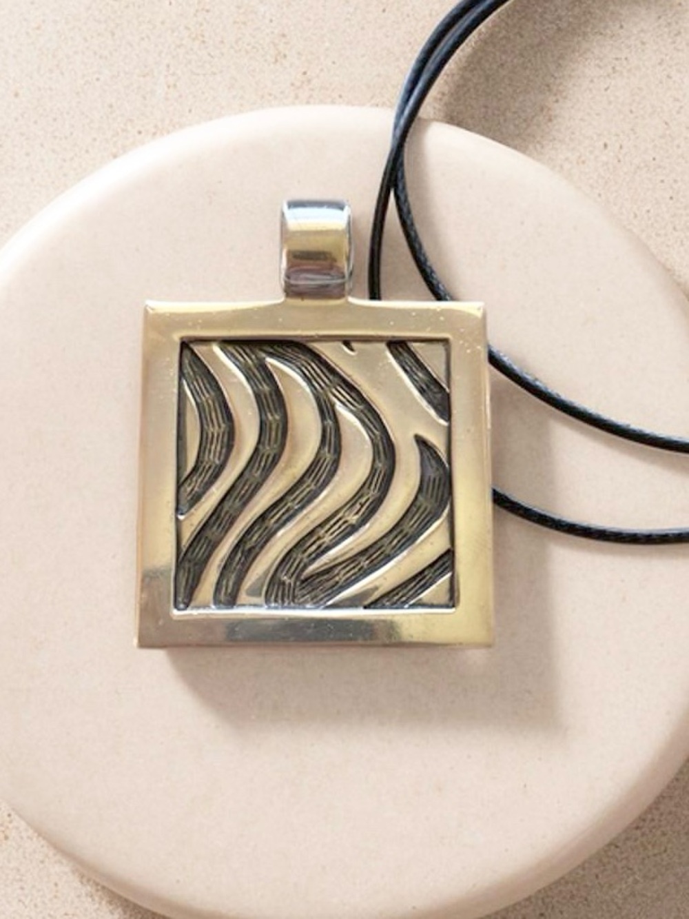 Silpada VINTAGE 2004 Wavy Square Pendant 
Sterling Silver S0658